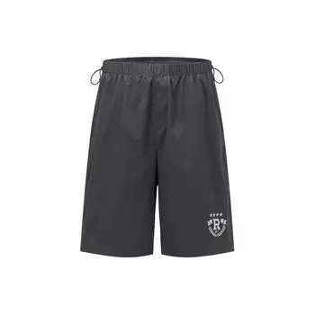 Reebok Letter Embroidery Woven Loose Sports Shorts Unisex Shorts Charcoal-Black 24SRC619UGH1 M