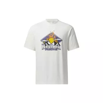Reebok Letter Graphic Loose Fit Sports Casual Celebrity Neck Short Sleeve T Shirt Unisex Tops White HB9680 XL