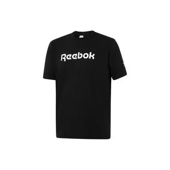 Reebok Letter Logo Printed Round Neck Pullover Casual Short Sleeve T Shirt Unisex Tops Black GR8484 M
