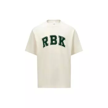 Reebok Letter Print Casual Sports Knit Short Sleeve T-Shirt Unisex Tops Beige 24SRC411UGW2 M
