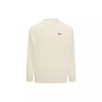 Reebok Letter Print Crew Neck Knit Long Sleeve T-Shirt Unisex Tops Off-White Red 23FRC501UGW2 L