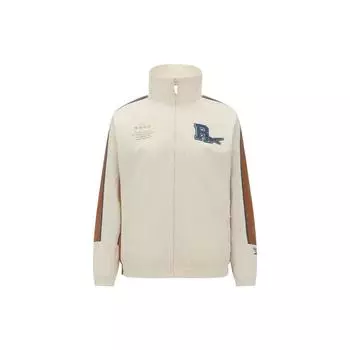 Reebok Letter Splicing Zipper Retro Sports Stand Collar Jacket Women Jacket Off-White 23FRC108WGW2 M