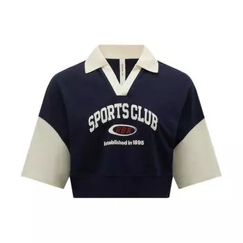 Reebok Lifestyle Series Color Block Sports Casual Knit Polo Shirt Women tops Navy-Blue 24SRC408WGN2 S