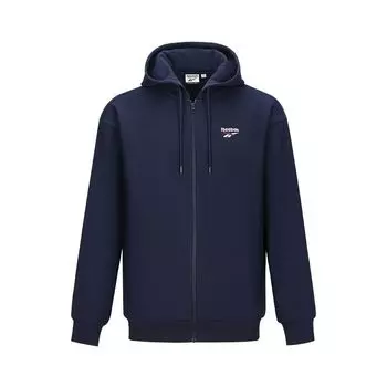 Reebok Logo Casual Fashion Comfortable Hoodie Jacket Unisex outerwear Navy-Blue 24FRE101UGN2 XS