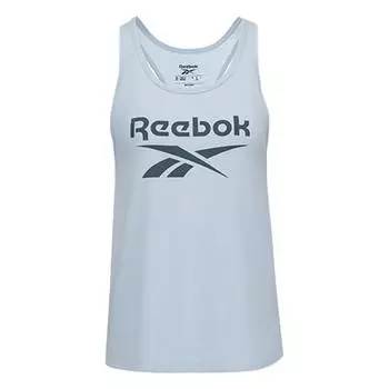 Reebok Logo Print Casual Sports Vest Women tops Light-Blue 100210275 XS