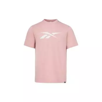 Reebok Logo Print Sports Casual Crew Neck Knit Short Sleeve T-Shirt Unisex Tops Light-Pink 23RMS403UGF2 M