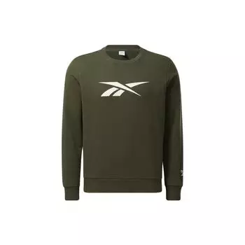 Reebok Logo Print Straight-Cut Crewneck Sweatshirt Unisex sweatshirt Green GR8474 XS