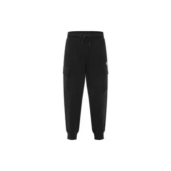 Reebok Mid Rise Lace Up Solid Loose Fit Sports Casual Pants Unisex bottoms Black 23FRC653UGH0 L