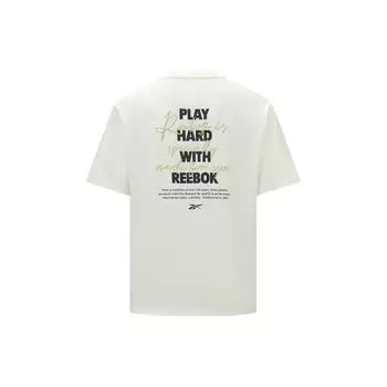 Reebok Модная футболка с цветным принтом и буквами, свободная, с круглым вырезом и коротким рукавом, унисекс, топы, цвет не совсем белый 24SRM411UGW1 XS