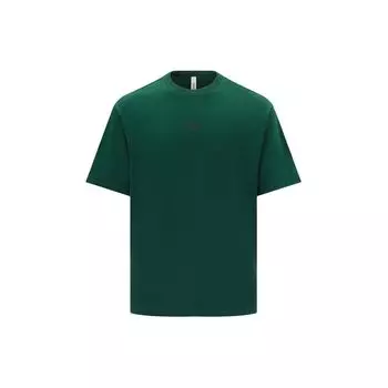 Reebok Модная свободная трикотажная футболка с круглым вырезом, коротким рукавом и принтом в виде буквы на спине, унисекс, темно-зеленая 24SRM411UGL1 XS
