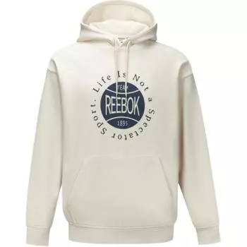 Reebok Модная толстовка с капюшоном с рисунком баскетбольного элемента унисекс бежевая 24FRM315UGM1 S