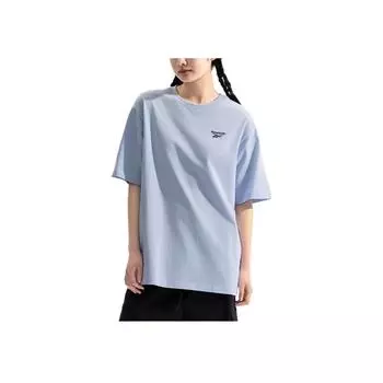 Reebok Модная Удобная Универсальная Повседневная Свободная Футболка с Коротким Рукавом Унисекс Топы Светло-Голубой 24SRM427UGB1 L