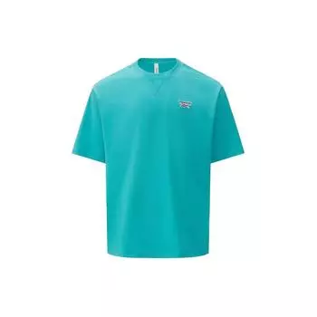 Reebok Однотонная футболка унисекс с круглым вырезом, простая спортивная повседневная футболка с коротким рукавом и заниженной линией плеч, светло-голубая 24SRC419UGB5 M