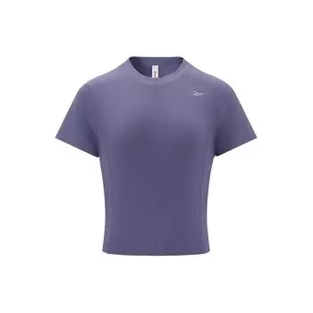 Reebok Однотонная спортивная повседневная трикотажная футболка с коротким рукавом для фитнеса и тренировок, женские топы серого и фиолетового цвета 24SRM406WGP3 S