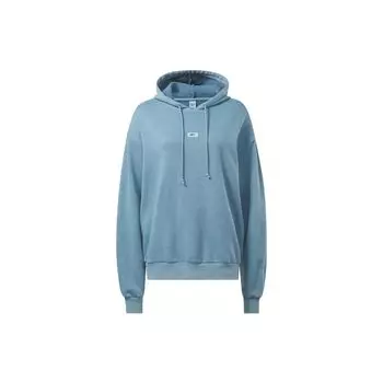 Reebok Однотонный свободный свитер с капюшоном для женщин, синий HS4747 L