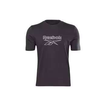 Reebok Повседневная дышащая футболка с круглым вырезом и коротким рукавом с логотипом, унисекс, черная GU3886 S
