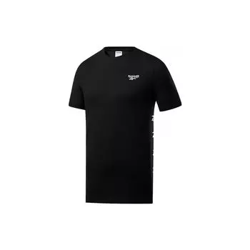 Reebok Повседневная футболка с коротким рукавом и круглым вырезом, с принтом логотипа сбоку, унисекс, черная FK2516 L
