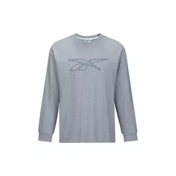 Reebok Round Neck Fashion Casual Logo Print Long Sleeve T-Shirt Unisex Tops Light-Gray 24FRM507UGG3 S
