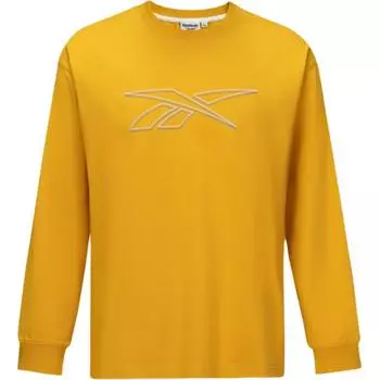 Reebok Round Neck Fashion Casual Logo Print Long Sleeve T-Shirt Unisex Tops Ginger-Yellow 24FRM507UGY4 S