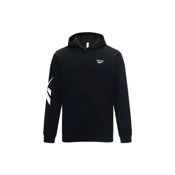 Толстовка пуловер трикотажная повседневная с капюшоном с принтом логотипа Reebok Унисекс толстовка Черный 23REF301UGH0 2XL