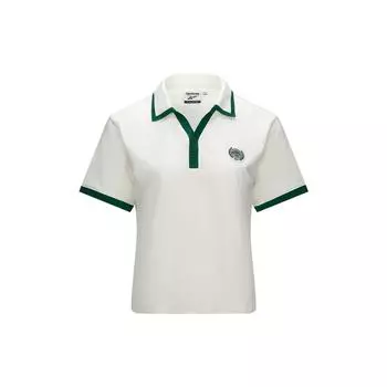 Reebok Simple Sports Casual Comfortable Short Sleeve Polo Shirt Women tops Off-White 24FRC434WGW2 M