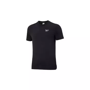 Reebok Solid Color Basic Logo Print Slim Fit Round Neck Short Sleeve T-Shirt Unisex Tops Black GR8487 S