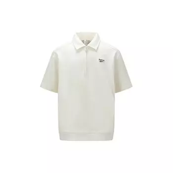 Reebok Solid Color Breathable Short Sleeve Polo Shirt Unisex tops Off-White 24SRC401UGW2 M
