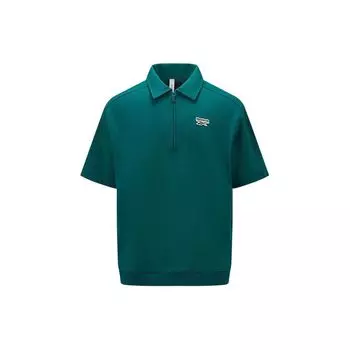 Reebok Solid Color Breathable Short Sleeve Polo Shirt Unisex tops Gem-Green 24SRC401UGL7 M