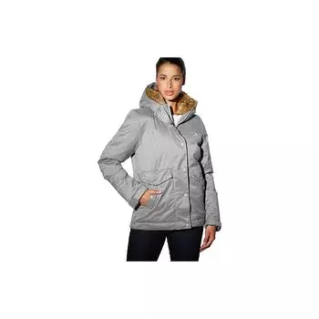 Reebok Solid Color Casual Zip-Up Hooded Long Sleeve Jacket Women jackets Gray AY0465 L