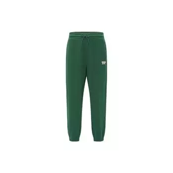 Reebok Solid Color Drawstring Knit Sports Pants Unisex pants Dark-Green 23FRC607UGL1 L