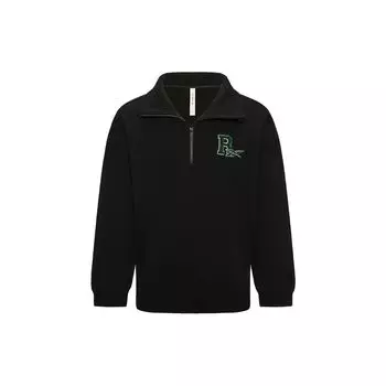 Reebok Solid Color Knitted Fleece Half-Zip Pullover Sweatshirt Unisex sweatshirt Black 23FRC355UGH0 L