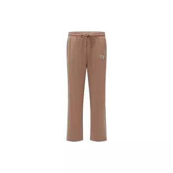 Reebok Solid Color Lace-Up Straight Leg Casual Pants Unisex bottoms Red-Brown 23FRC603UGR1 L