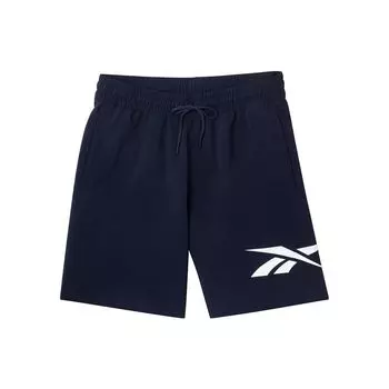Reebok Solid Color Logo Mid Waist Straight Leg Casual Shorts Men shorts Blue GV5516 S