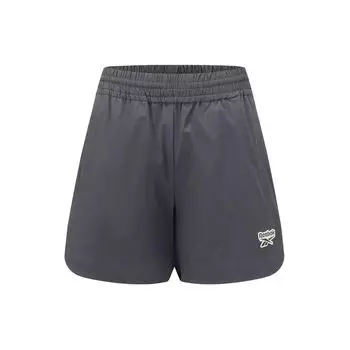 Reebok Solid Color Running Elastic Woven Sports Shorts Women shorts Charcoal-Black 24SRC608WGH1 S