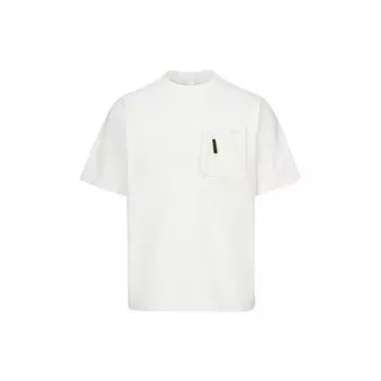 Reebok Solid Color Sports Outdoor Casual Knitted Comfortable Breathable Retro Pocket Crew Neck Short Sleeve T-Shirt Men Tops White 23RCS413MGW1 M
