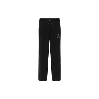 Reebok Solid Color Straight Leg Button Knit Casual Pants Unisex pants Black 23FRC605UGH0 L
