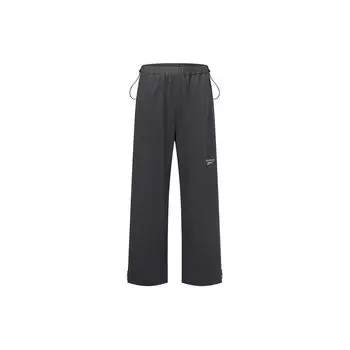 Reebok Solid Color Woven Loose Straight Leg Casual Pants Unisex bottoms Charcoal-Black 24SRC615UGH1 L