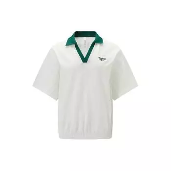 Reebok Спортивная повседневная трикотажная рубашка-поло Lifestyle Series Color Block, женские топы, белые 24SRM402WGW1 S