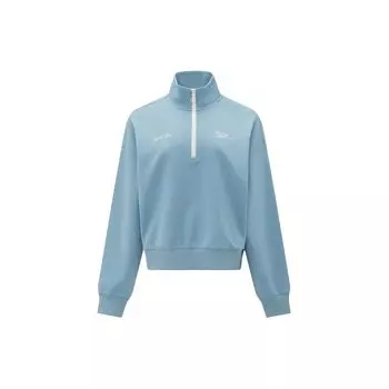 Reebok Спортивный повседневный свитер с принтом букв, полумолния, американский трикотаж, женский свитшот, синий, фиолетовый 24SRC304WGB4 S