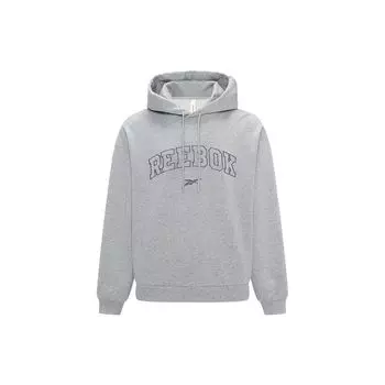 Reebok Толстовка с капюшоном с логотипом, завязками на шнурке и длинными рукавами, унисекс, цвет меланжево-серый 23FRC351UGG4 L