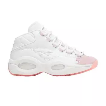 Reebok Вопрос Детские кроссовки Mid Big Kid с розовым носком Белая обувь - Белый Розовый - Светится GX9357 37
