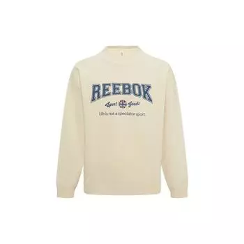 Reebok Вязаный свободный свитер с круглым вырезом и буквенным принтом, толстовка унисекс, цвет Off-White 23FRC353UGW2 L