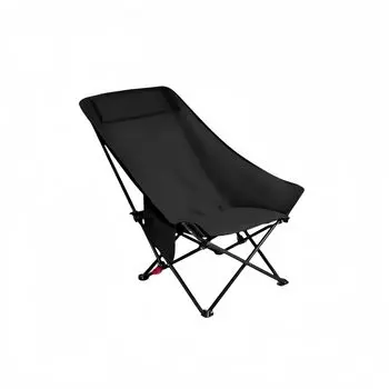 Reelyo Outdoor Chair Folding Compact Ultra Light High Camping Chair with Storage Bag Included Back, Pillow, (1, Black, Large) чёрный