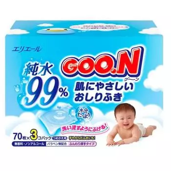 [Refill baby wipes] Goon skin-friendly 210 sheets (70 sheets x 3 pieces)
