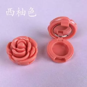 Refillable empty makeup case eyeshadow case lipstick flower rose shape packaging, 1 piece, 01 grapefruit color