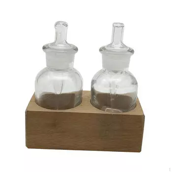 Refillable Liquid Dispenser Set with Wooden Stand for Laundry Room Bathroom