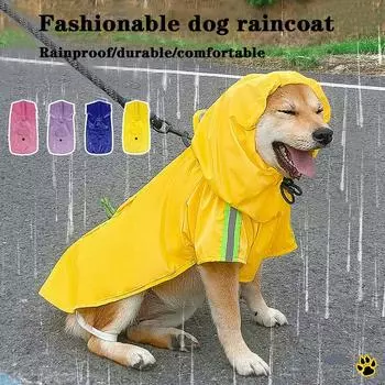 Reflective dog raincoat, pet poncho, fashionable waterproof raincoat for large dogs, outdoor jacket, breathable dog clothes, S фиолетовый