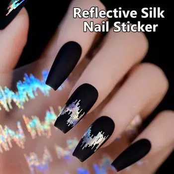 Светоотражающие наклейки для ногтей, 3D-тисненые фольгированные полоски, наклейки для дизайна ногтей для ночных клубов и вечеринок серебряный