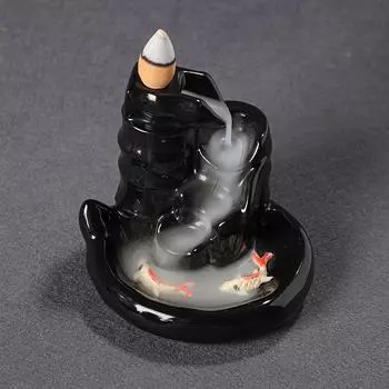 Креативная керамическая подставка для благовоний обратного потока, предметы интерьера, керамическая печь, ремесла, дзен, двойная рыба, возвращение, сандаловое дерево, комнатное украшение