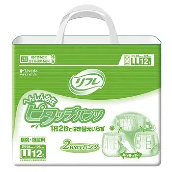 Refre Henshin Jizai Pitouch Взрослые подгузники Размер 6 Впитывающая способность 12 Большой размер Подгузники для ухода с дезодорирующим полимером Трусы, 2-сторонние (LL / / зелёный